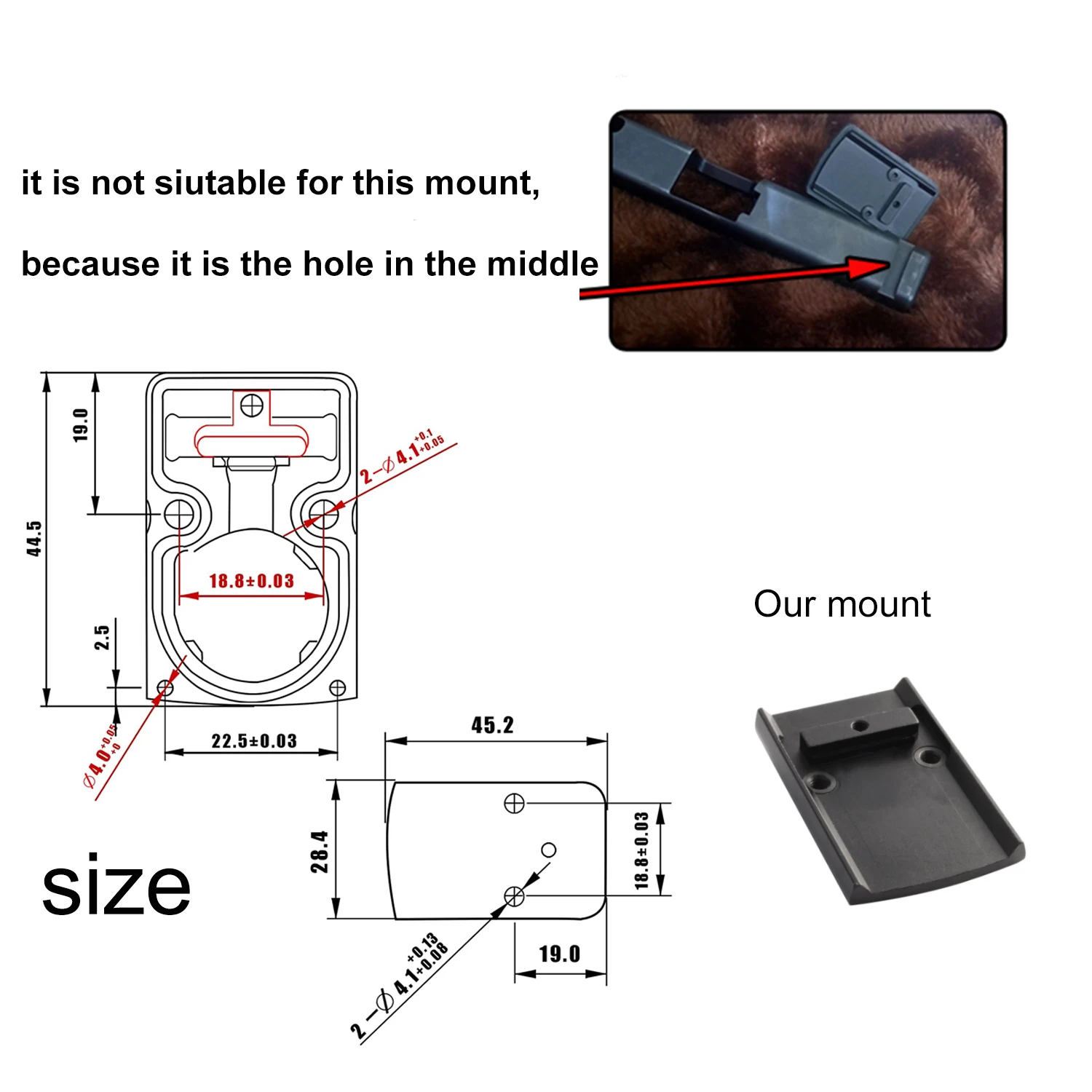 MR mira punto rojo mini compatible con riel de 20 mm para caza táctica - imagen 4