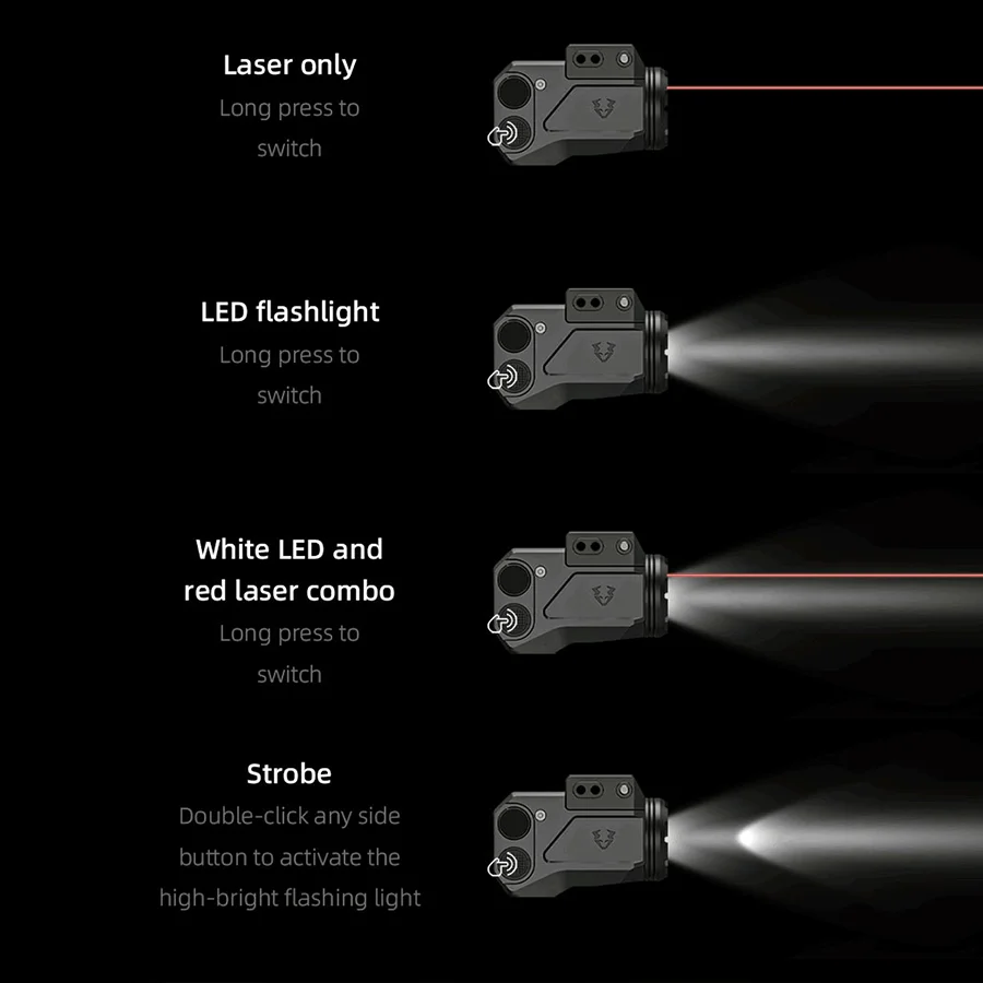 Vector 2007 linterna láser Led táctica potente Mini 500 lúmenes 3 niveles de brillo para caza patrulla - imagen 4