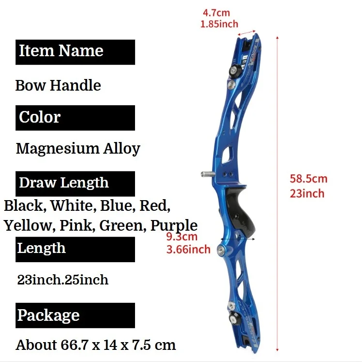 Arco recurvo de aleación de magnesio de 23 "/25", mango de plástico, mano izquierda/derecha, tiro con arco, competición, objetivo de caza - imagen 5