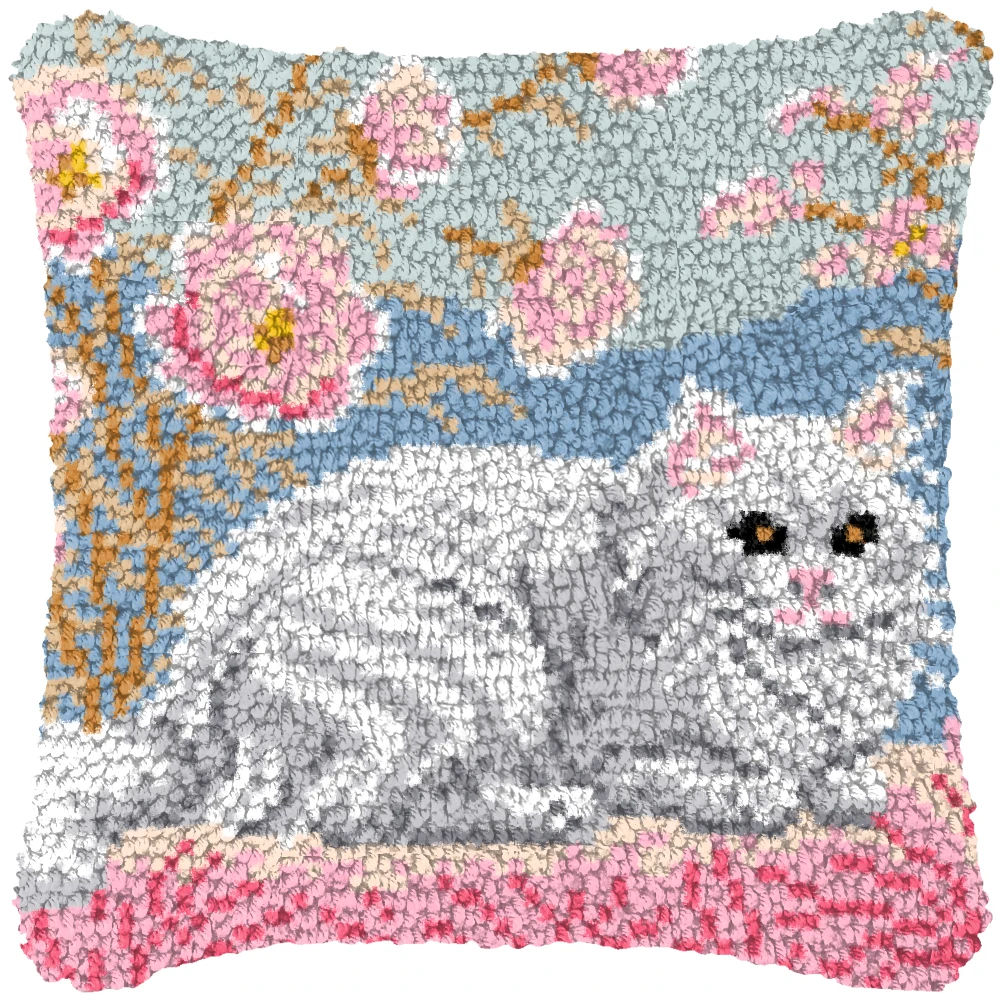 Kits de alfombrillas con gancho de pestillo de la serie Animal, paquete de almohadilla de botón para gato, perro, conejo, Smyrna klink haak, almohada bordada, knooppakket - imagen 3