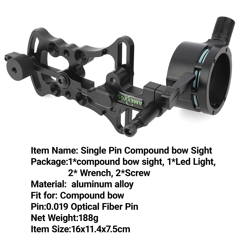 Vista de arco de tiro con arco, 1 unidad, 1 Pin, arco compuesto, vista ajustable de aleación de aluminio, arco de mano derecha, tiro, objetivo de caza, objetivo competitivo - imagen 3