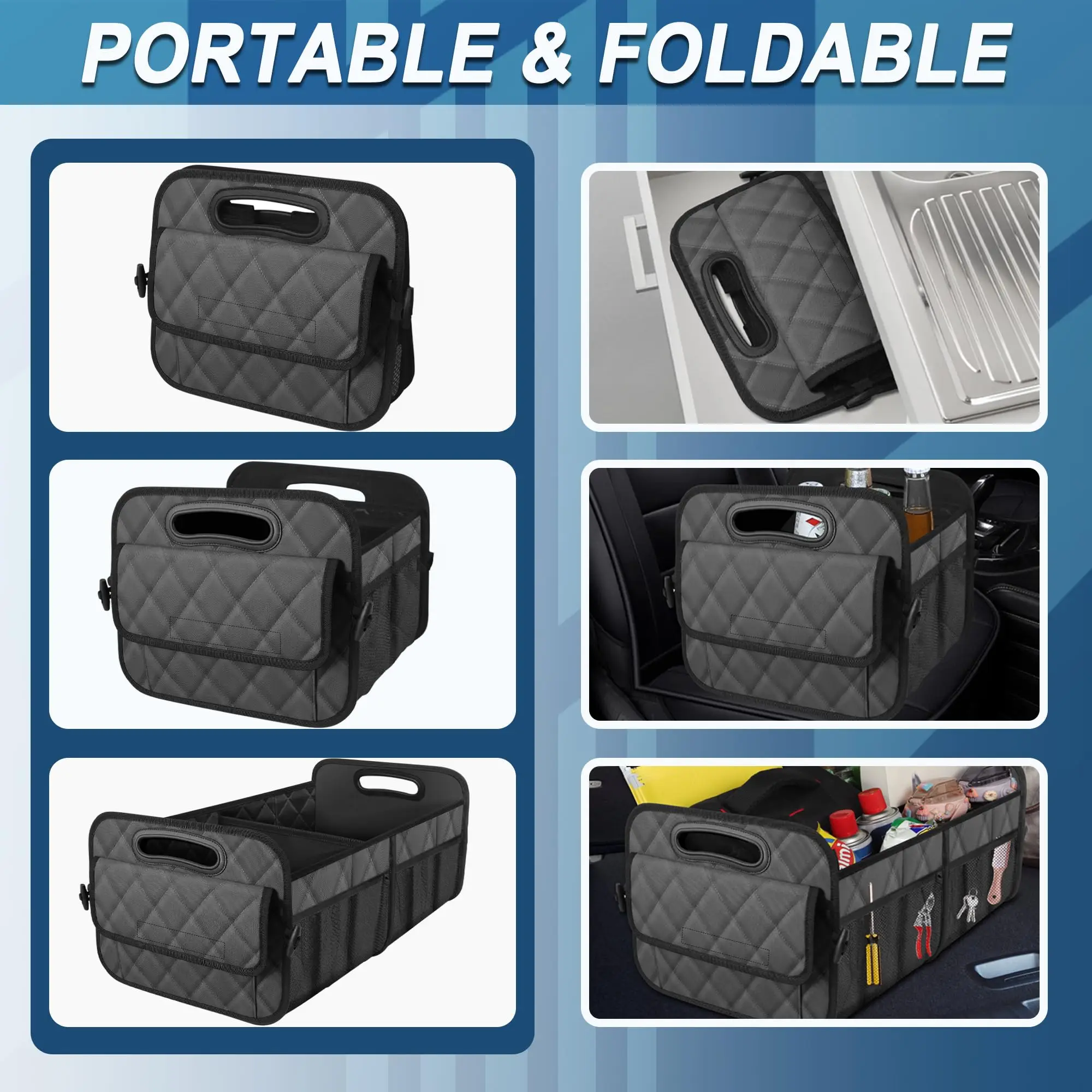 Organizador de maletero coche poliéster impermeable con bolsillos - imagen 4