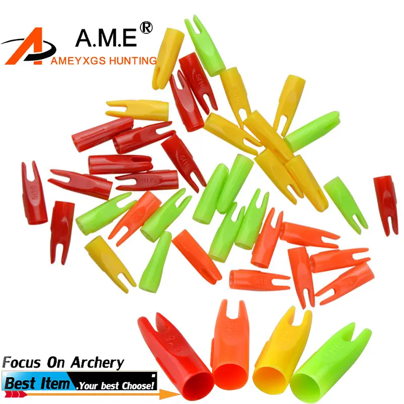 Flecha de madera de bambú para tiro con arco, accesorio de plástico de alta presión para caza, 100/500/1000 piezas, 5/16 pulgadas, 7mm