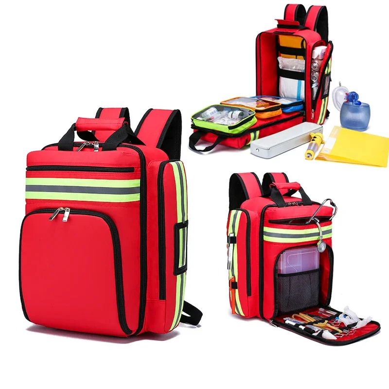 Bolsa de primeros auxilios para emergencias, de gran capacidad mochila de rescate de emergencia, almacenamiento clasificado, Kits de supervivencia, organizador médico - imagen 2