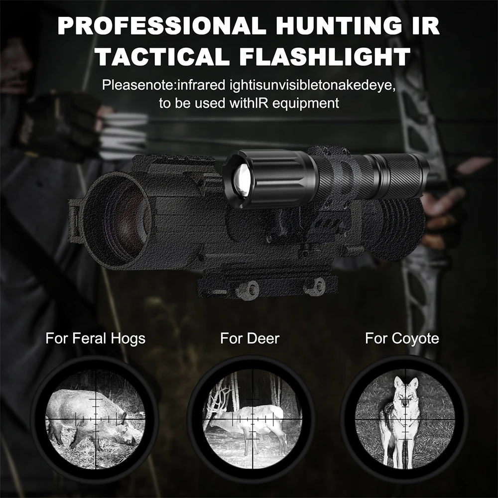 Linterna infrarroja con zoom Vcsel de 850nm/940nm, Enfoque Ajustable, iluminador IR, arma, luz para caza, antorcha LED infrarroja - imagen 2