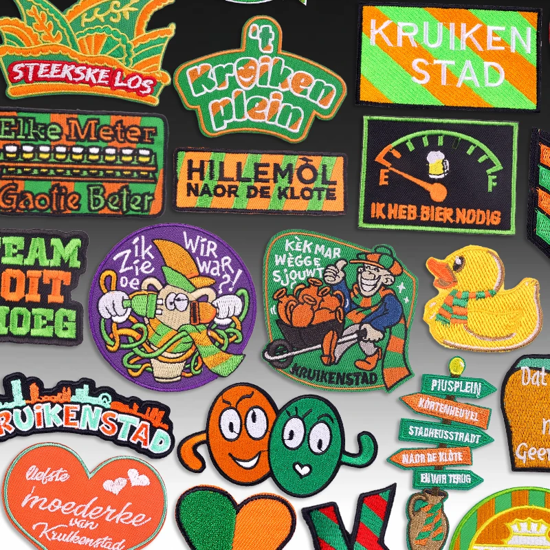 Parches de Carnaval de Países Bajos, emblema de Kruikenstader, parches bordados para ropa, apliques para coser, parche Tilburg, insignia de costura DIY