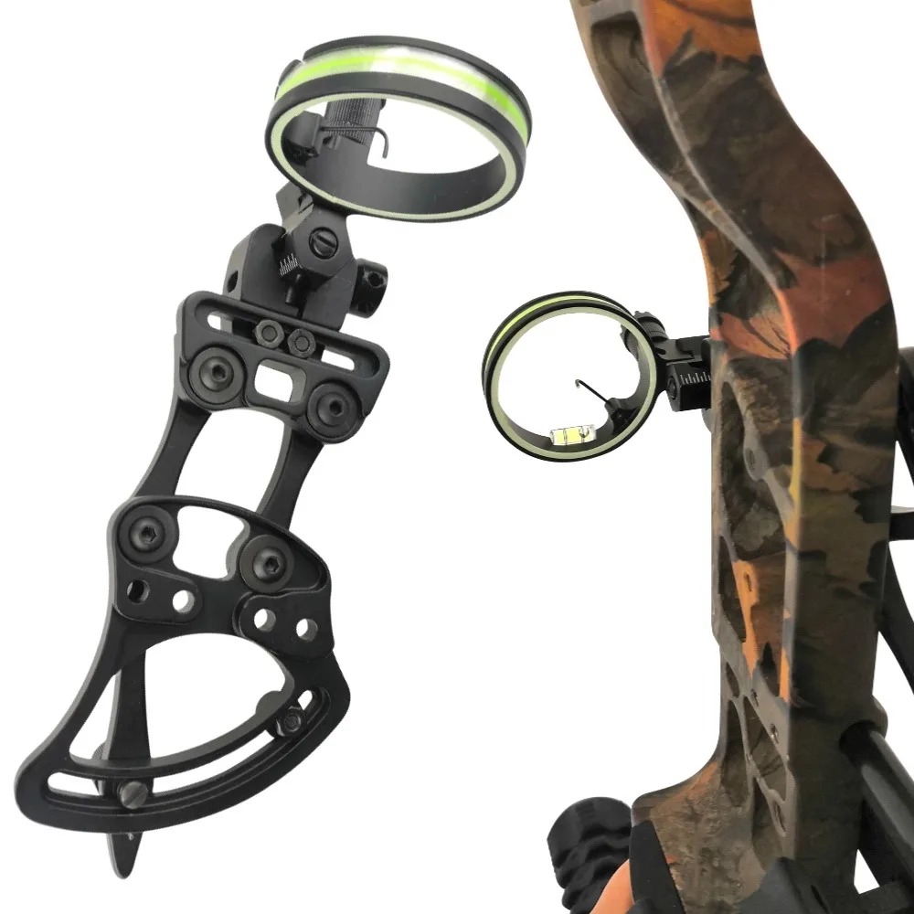 Mira de arco compuesto para tiro con arco, ajuste fino, fibra óptica de 0,019 pulgadas, aleación de aluminio CNC para tiro de caza con arco, 1 ud.