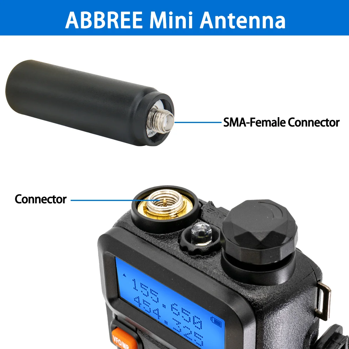 ABBREE Mini antena SMA hembra UHF 400-480MHz antena de alta ganancia para Baofeng UV-5R BF-888S UV-21 UV-32 Quansheng UV-K5 5R Plus - imagen 2