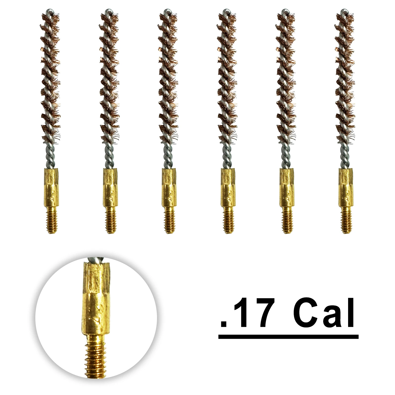 Cepillo de limpieza de barril de bronce, calibre 30cal, 7,62mm para pistola de caza, mantenimiento de pistola de escopeta, armarero, 6 uds. - imagen 3