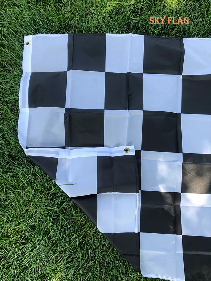 SKY FLAG 90x150cm Banner a cuadros blanco y negro Bandera de carreras de 3*5 pies Bandera colgante de carreras de deportes de motor Bandera a cuadros - imagen 5