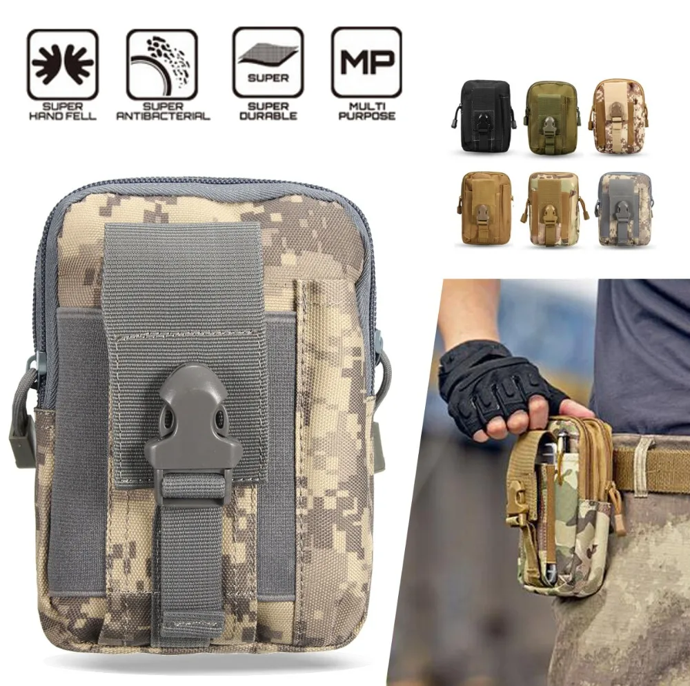 Bolsa táctica para acampar al aire libre, bolsa militar multifunción, Molle de caza, cinturón de cadera, BILLETERA, monedero, funda para teléfono - imagen 5