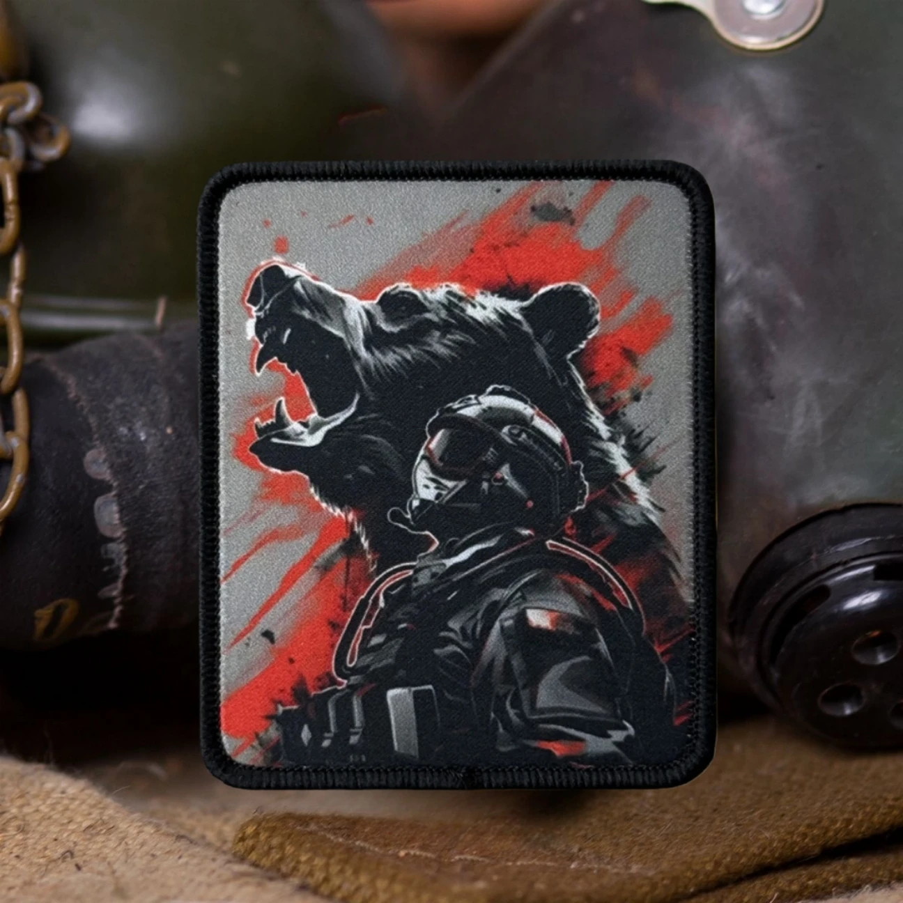 Parche táctico Chevron Bear Morale, brazalete del ejército militar, parches Airsoft con gancho impreso para ropa, mochila, pegatina personalizada - imagen 4