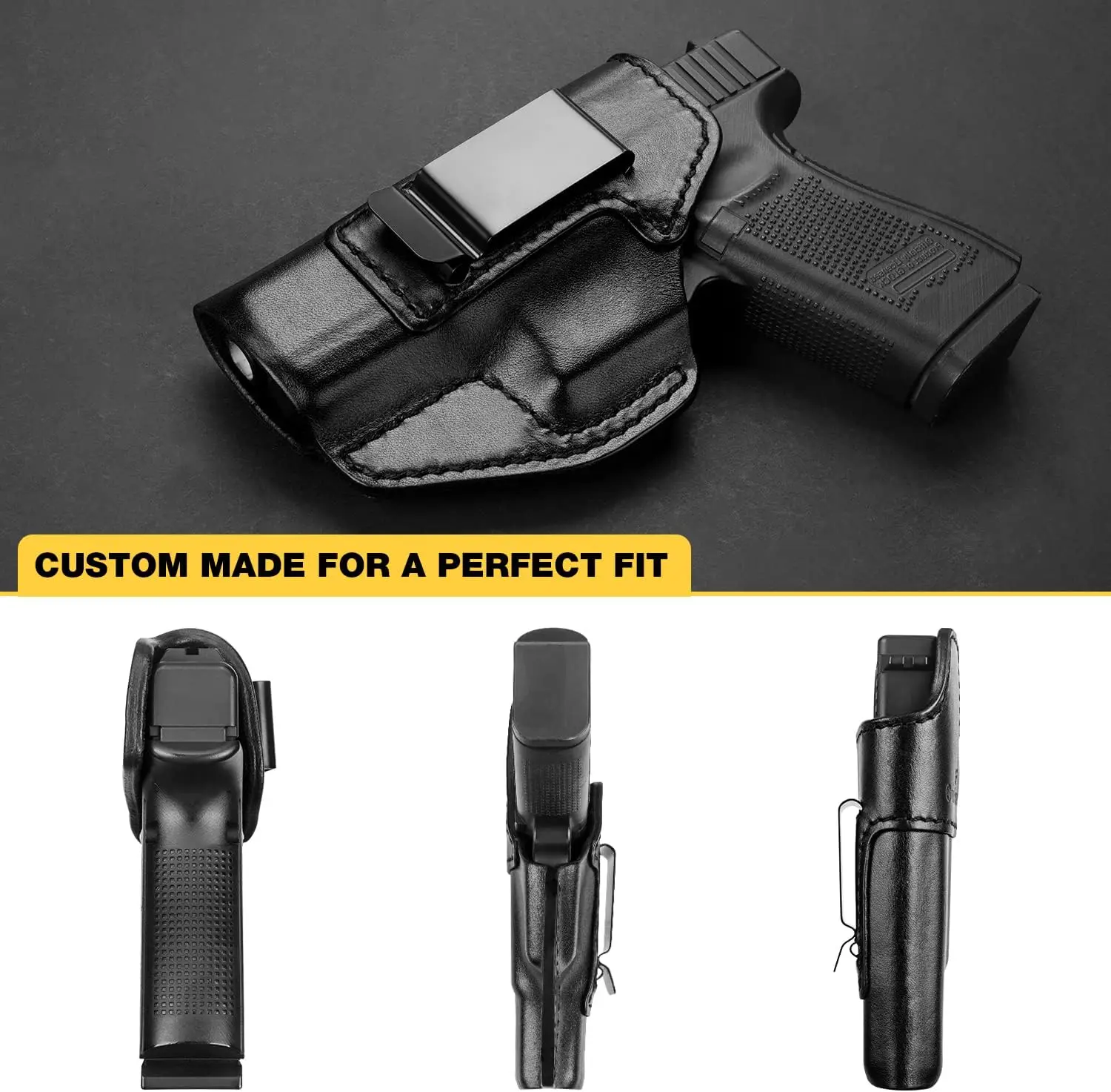 Sólo para Glock 19/19X/26/23/32(Gen3-5) y 27/33/44/45, funda de cuero IWB, funda interior para cinturón, uso para mano derecha - imagen 4