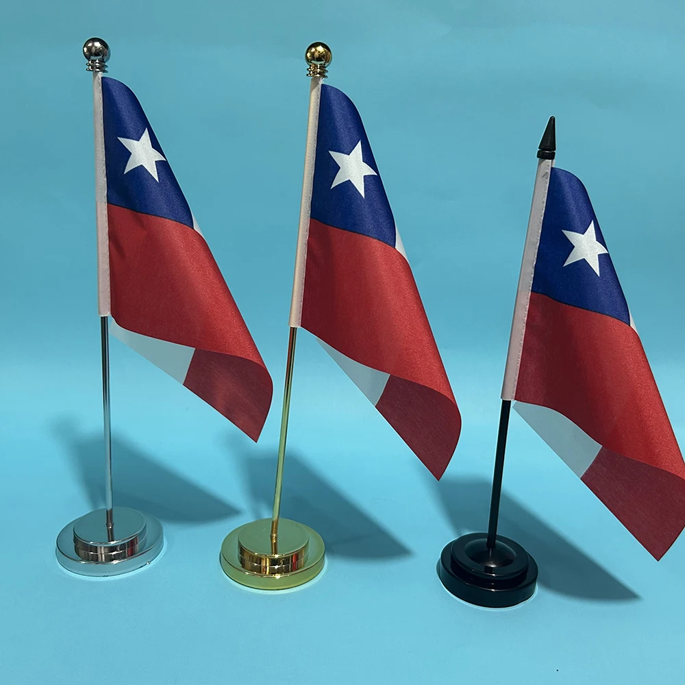 Bandera de escritorio de oficina de 14x21cm, decoración de mesa con bandera de Chile, pancarta nacional de Chile, adornos de escritorio, banderas - imagen 2