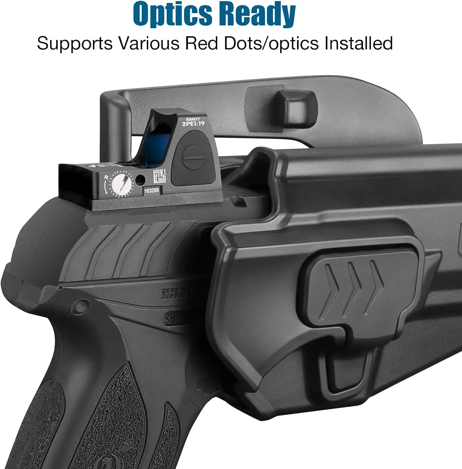 Para Ruger Security 9 Standard, funda OB, punto rojo/óptico, funda de liberación de dedo índice de nivel II, transporte de cintura exterior, mano derecha - imagen 3