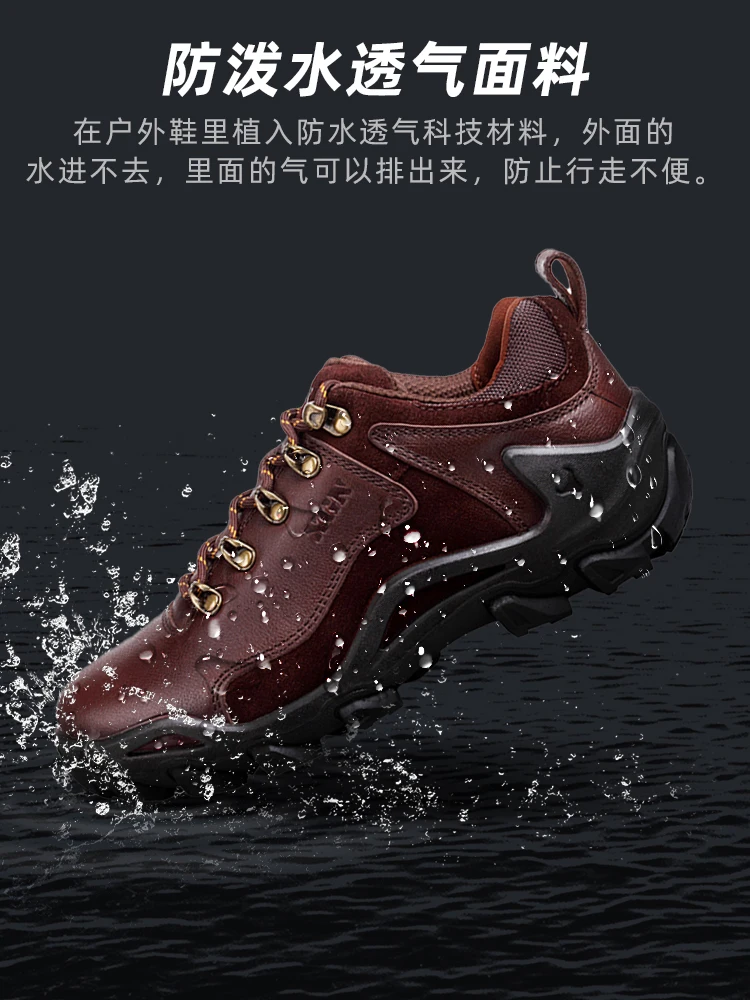XGN-zapatos de senderismo de piel de vaca para hombre, botas de caza impermeables, botas militares tácticas de combate en el desierto, zapatillas de trekking antideslizantes para caminar - imagen 5