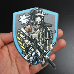 Parche táctico de Anime para chica con pistola, insignia de moral táctica, brazalete impreso, gancho, parches militares, pegatinas para ropa y mochila