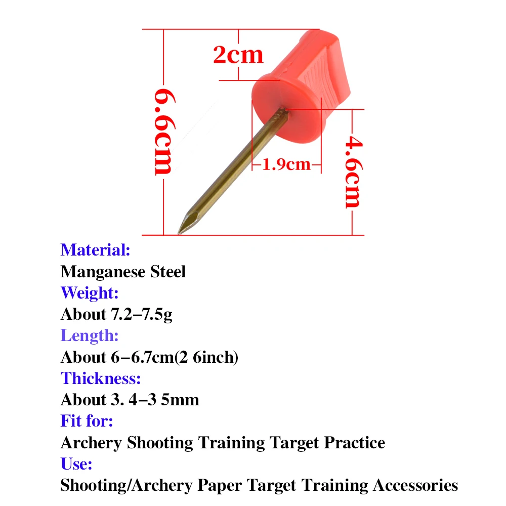 Clavos para tiro con arco, pasadores de acero al manganeso para arco recurvo compuesto, entrenamiento de tiro, accesorios de papel fijo, 20/50 Uds. - imagen 2