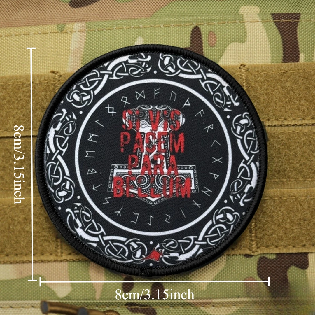 Parche táctico Hammer Morale "SI VIS PACEM PARA BELLUM", parches de gancho impresos para ropa, equipo militar, pegatina para mochila - imagen 2