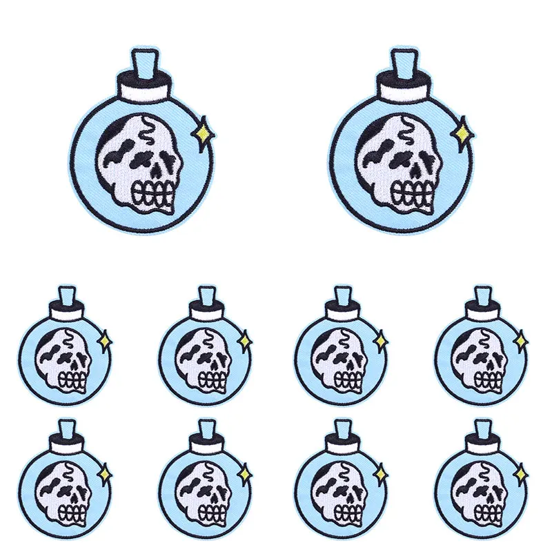 10 Uds. Parche de letras Punk mariposa/rosa/botella calavera parches bordados DIY parches termoadhesivos para ropa - imagen 5