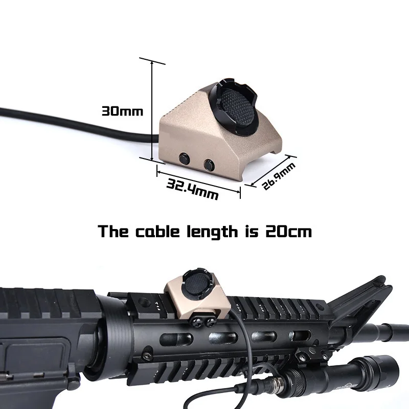 UN interruptor táctico de botón caliente para Control remoto de riel, controlador de presión de doble función, piezas ligeras de caza Wapon M300 M600 - imagen 4
