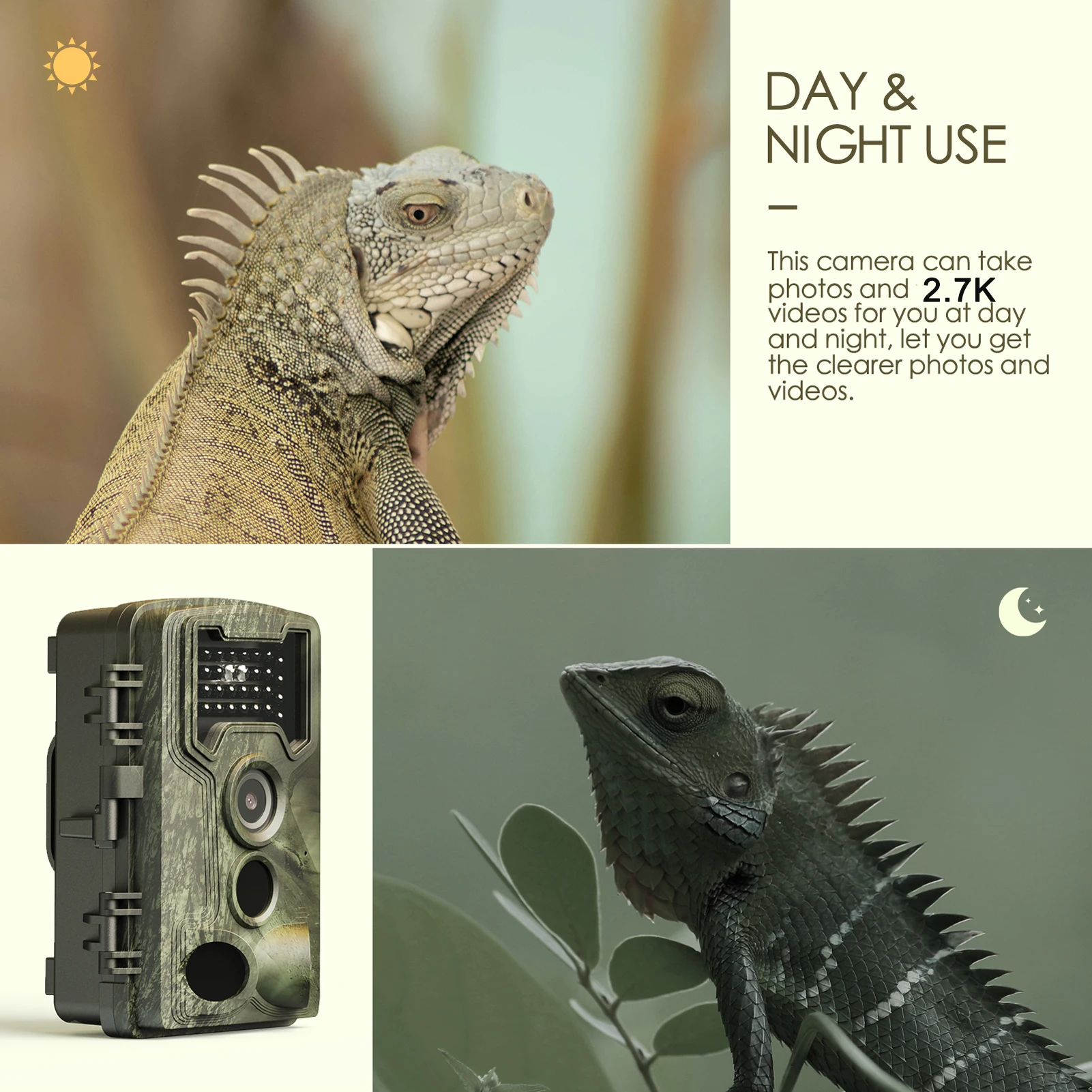 Cámara de rastreo de caza PR1000, cámara de visión nocturna de 36MP para vida silvestre con movimiento activado, cámara de rastreo para exteriores, disparador de exploración de vida silvestre - imagen 3