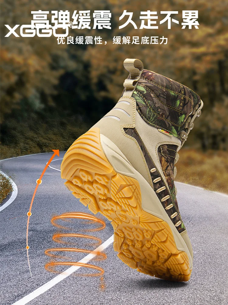 XIANG GUAN-zapatos de senderismo de cuero de vaca para hombre y mujer, botas de caza impermeables, zapatos tácticos, botas de trekking para el desierto, Zapatillas altas - imagen 5