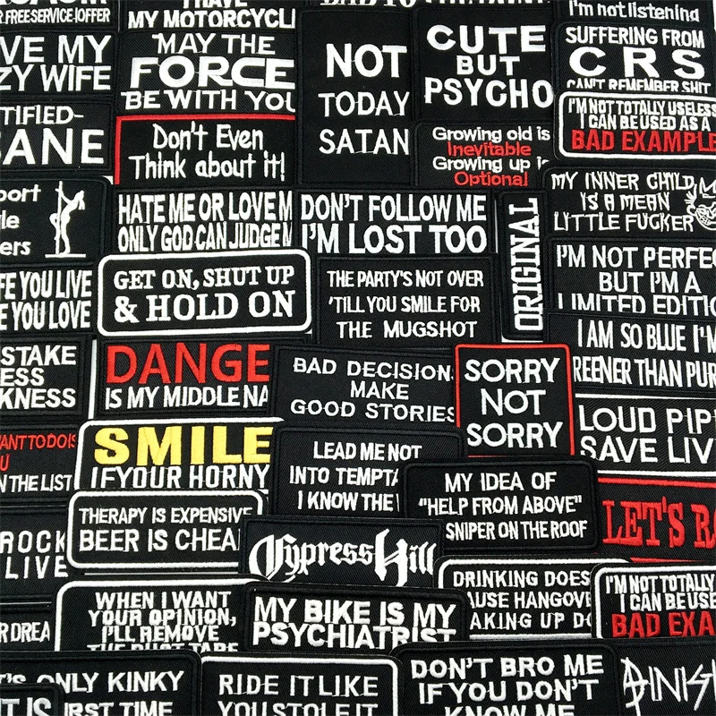 Parches bordados con letras con eslogan, parches de hierro DIY para pantalones vaqueros, sombreros, camisas, chaquetas, mochilas, accesorios de reparación DIY - imagen 4