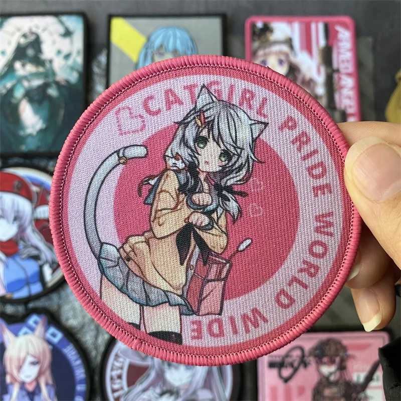 Emblema de moral táctico de primera línea para chicas jóvenes, animación, segundo elemento, brazalete con gancho y bucle impreso, pegatina para mochila militar moral - imagen 3