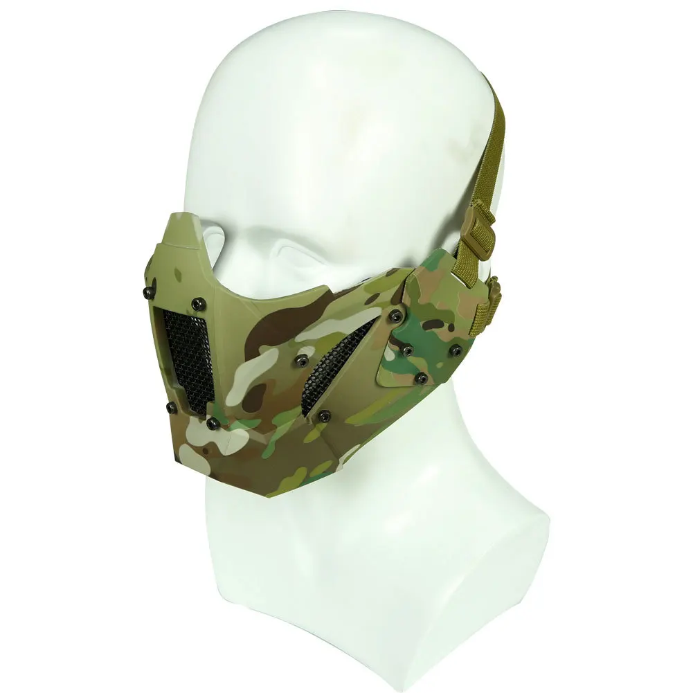 Máscara táctica de guerrero de hierro de media cara, malla de acero transpirable, protección para juego de guerra de caza para casco rápido de tiro Airsoft - imagen 2