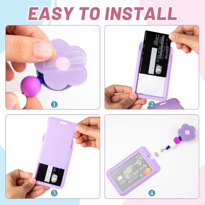 Portatarjetas retráctil, protectores tarjetas acción deslizante rápido para oficina y escuela, K1KF - imagen 4