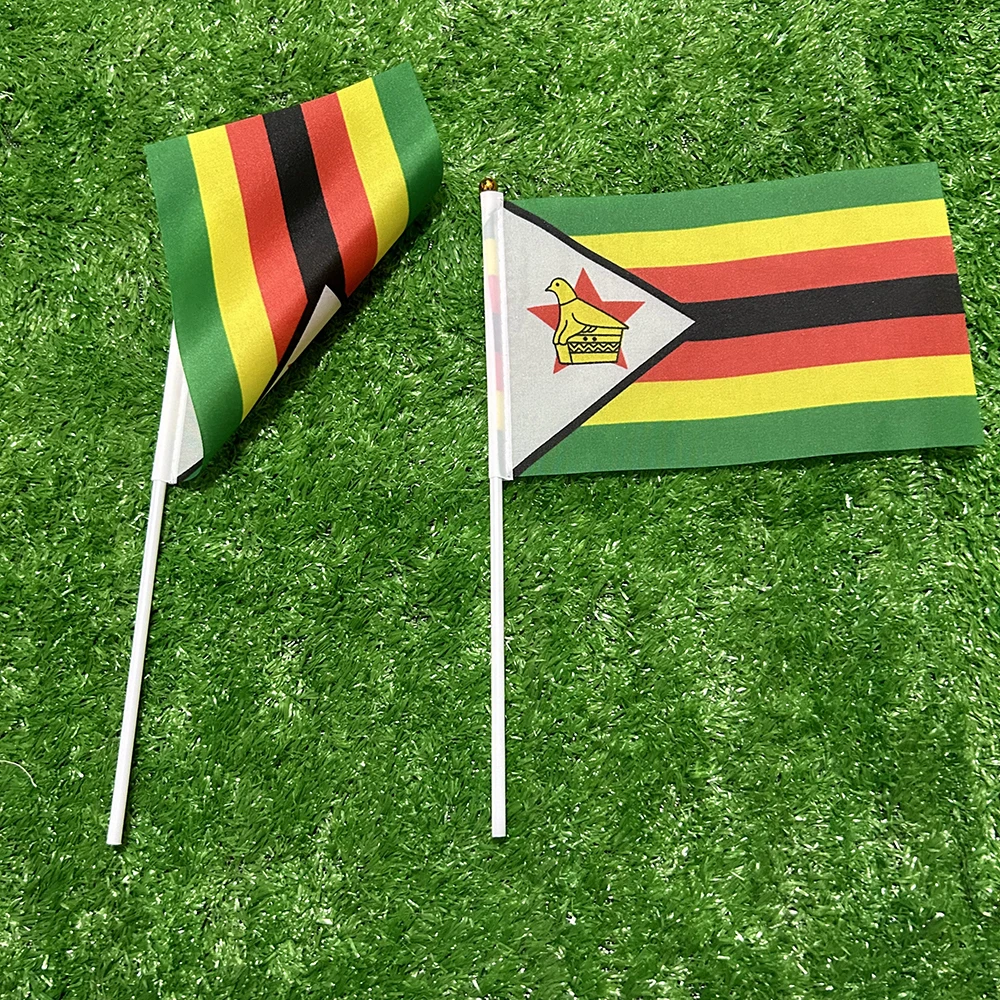 Bandera de esquí, bandera de mano de Zimbábuey, 10/20/50/100 Uds., 21x14cm, banderas ondeantes de mano de Zimbábuey con poste de plástico para actividades deportivas, decoración del hogar - imagen 5