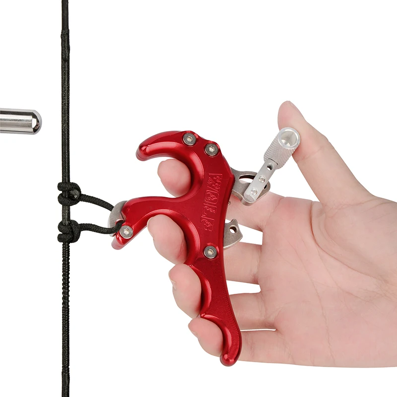 Liberador de 4 dedos para tiro con arco, ayuda de liberación de arco compuesto, pinza de gatillo de pulgar de aleación de aluminio, 4 colores para tiro de caza con arco - imagen 5