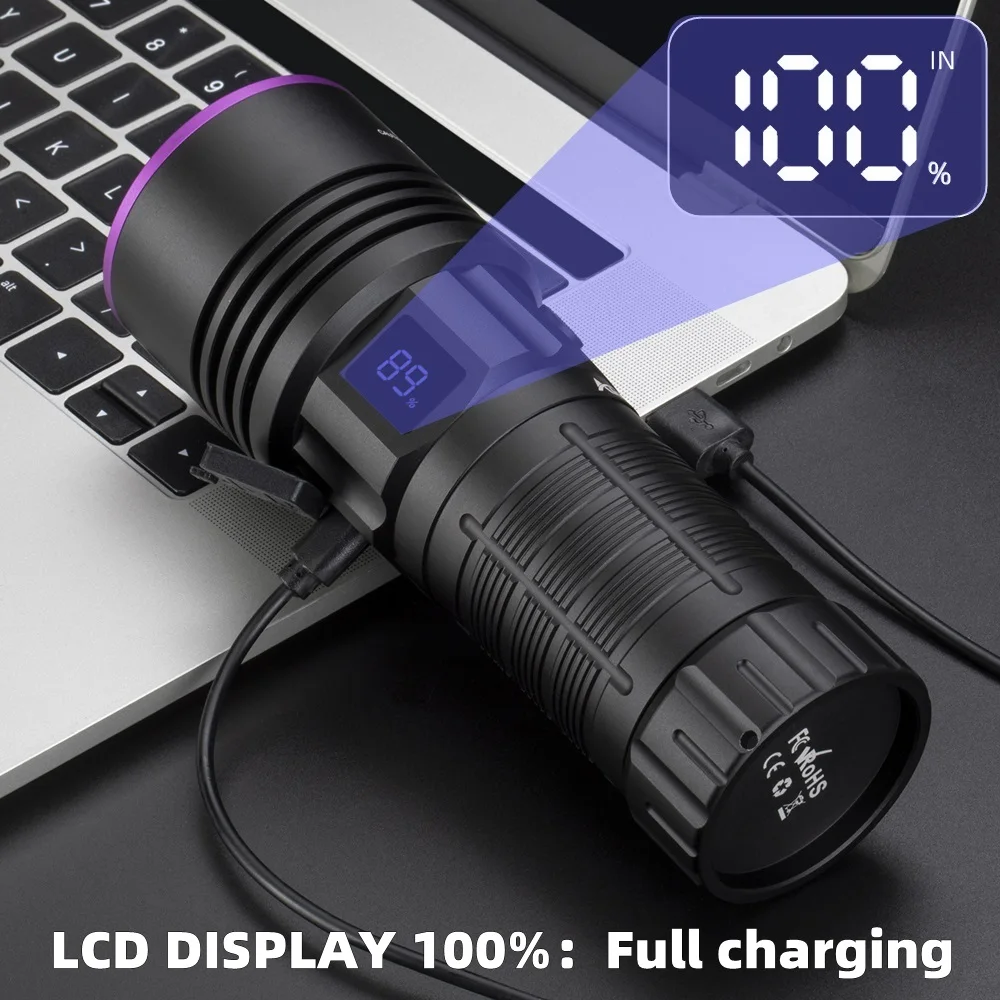 180W LCD de alta potencia 9x365nm UV LED linterna carga luz negra curado CatDog orina mancha tiña marcador mineral dinero escorpión lámpara - imagen 4