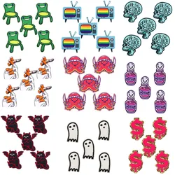 Parches bordados calavera Punk para planchar en ropa - Insignias DIY