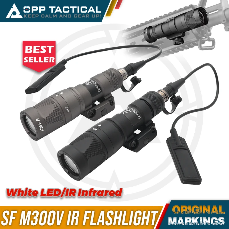 Luz LED blanca M300V, salida infrarroja IR con interruptor de presión remoto, luz de explorador, Rifle de caza, riel de 20mm