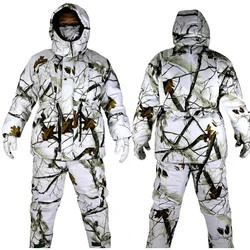 Conjunto chaqueta pantalón algodón cálido grueso camuflaje blanco biónico