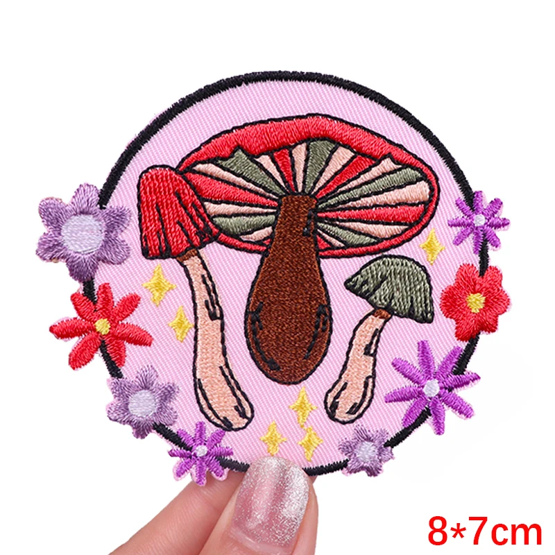 Parche bordado de dibujos animados, parches de flores de setas para ropa, parches termoadhesivos para ropa, pegatina de animales, insignia de letras Punk - imagen 5