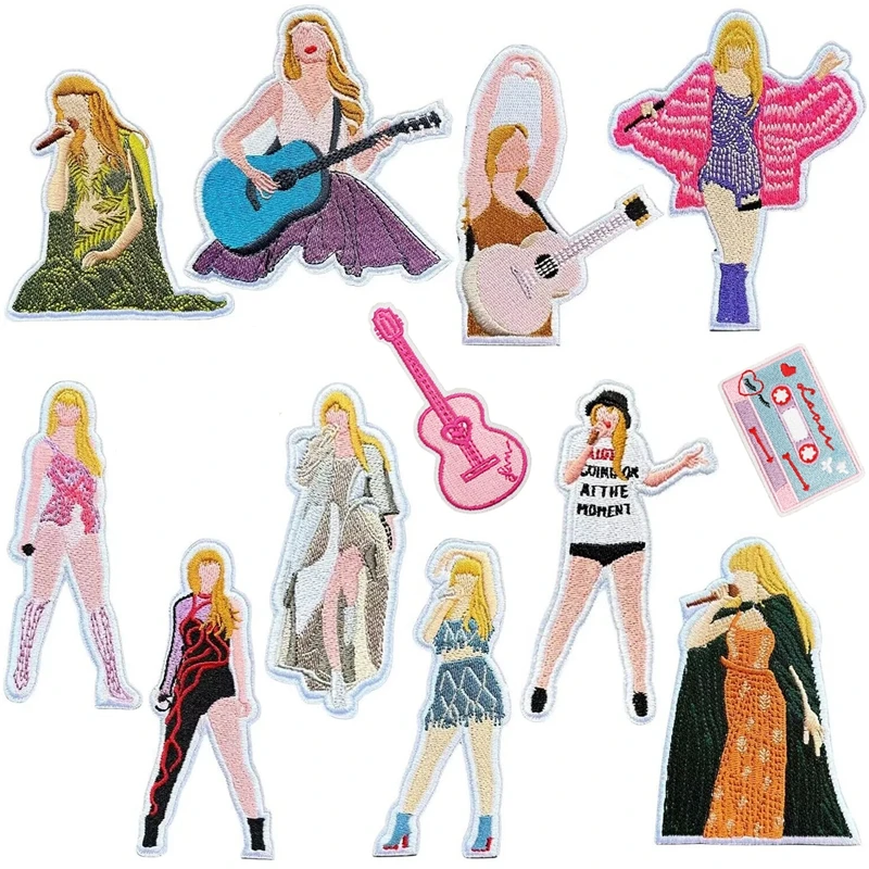 Parche de planchado DIY, parche bordado de cantante americano, chaqueta, pantalones, reparación de ropa, pegatinas de parche de hierro bordadas