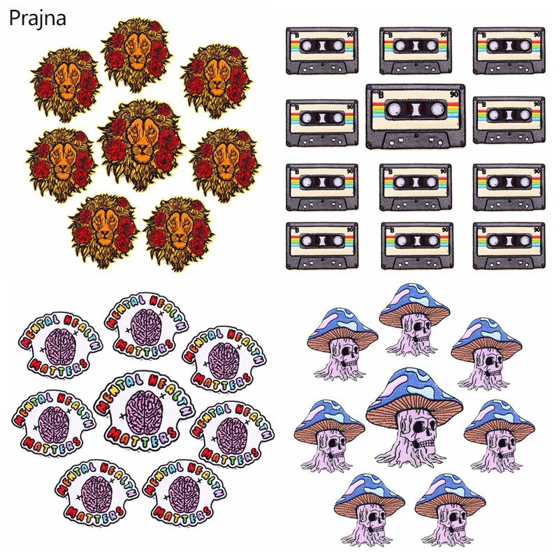 Prajna-parches bordados para planchar en la ropa, parches de animales, apliques Punk Rock, 10 piezas