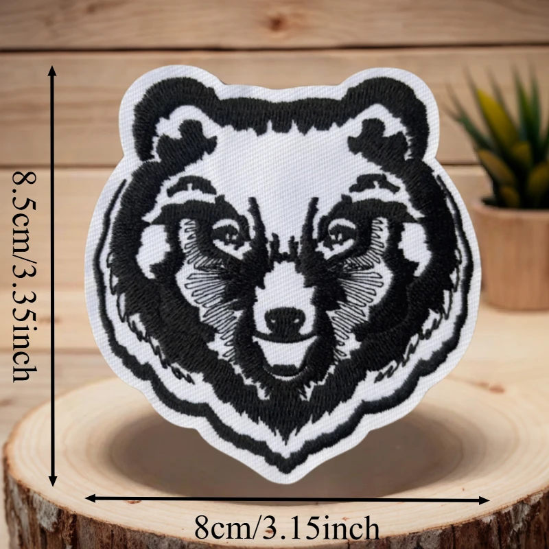 Parche bordado con cabeza de oso, chaleco táctico, sombreros con gancho y bucle, insignia de moral, mochila, pegatinas decorativas, parches para brazalete para ropa - imagen 3
