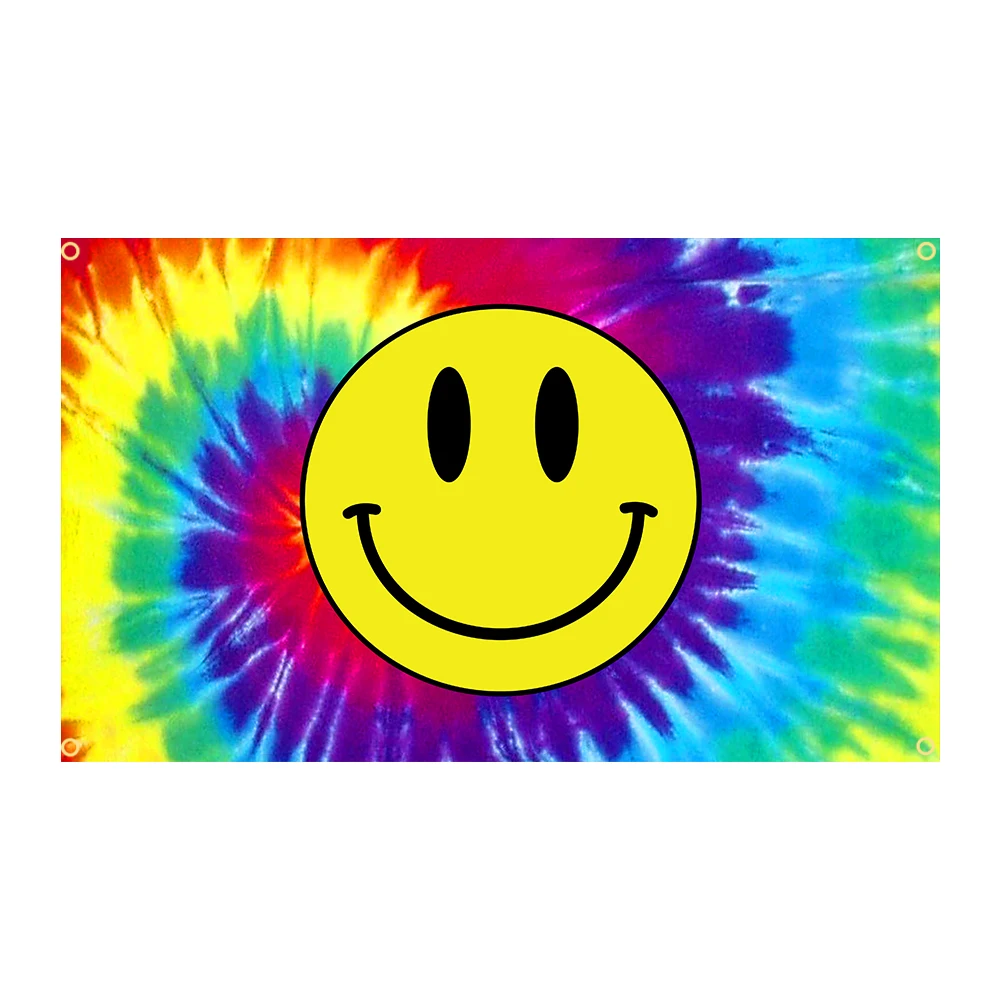 Banderas de 90x150CM, pancarta decorativa con bandera de cara feliz teñida anudada 3x5 - imagen 3