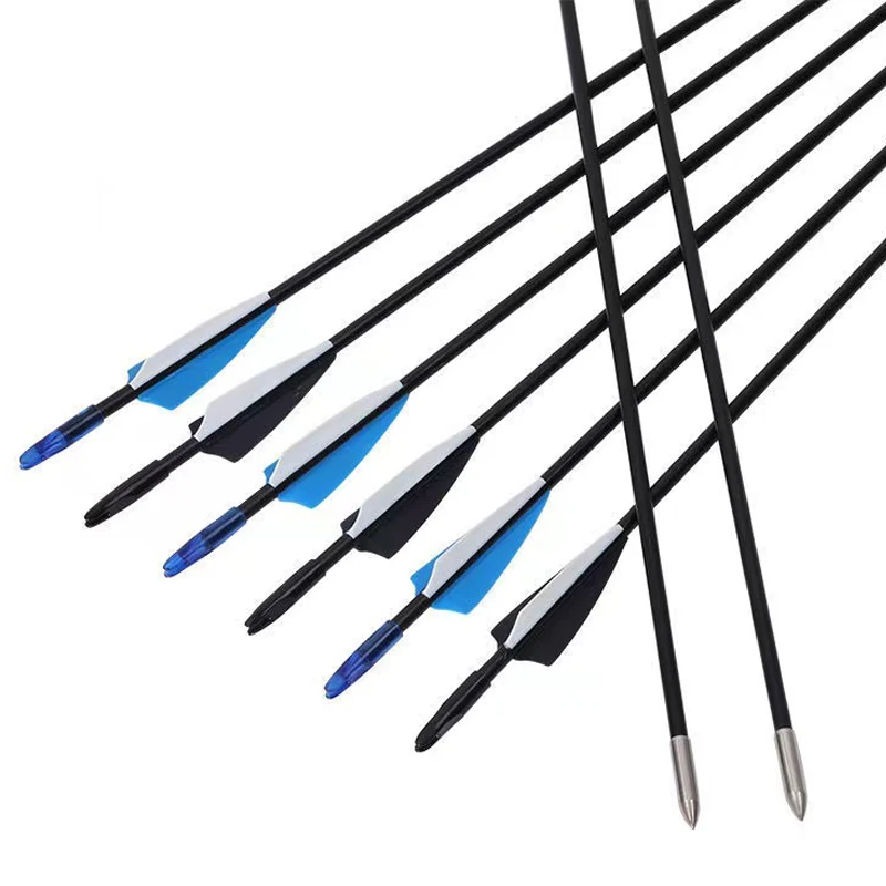 Flechas de fibra de vidrio para tiro con arco, arco compuesto y arco recurvo, flechas de práctica de caza y objetivo, 80cm, 12/24 unidades por lote - imagen 4