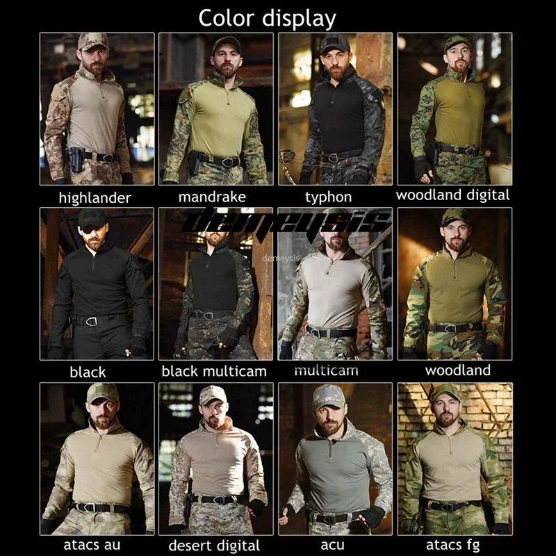 Uniforme táctico Outdoot, camisas de camuflaje de combate o pantalones Cargo con coderas, rodilleras, trajes, ropa de juego Airsoft Paintball Cs - imagen 3