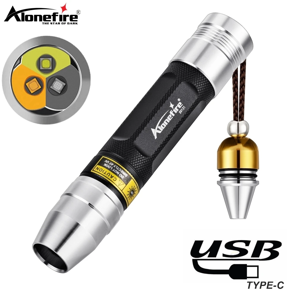 Linterna de detección 3 en 1 amarilla UV recargable USB para joyería - imagen 4