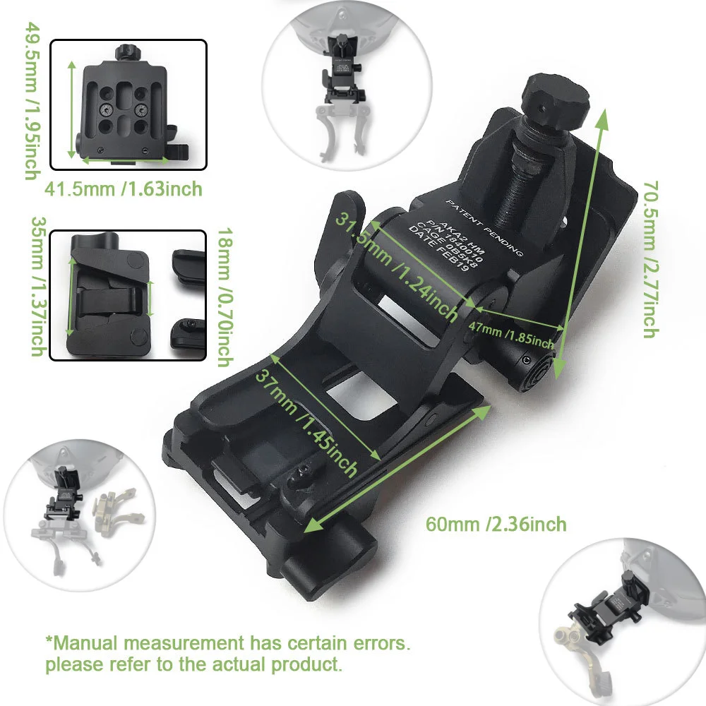 Soporte táctico para casco de Metal AKA2 NVG, gafas de visión nocturna, adaptador de soporte para casco para PVS-7 PVS-14 ﻿