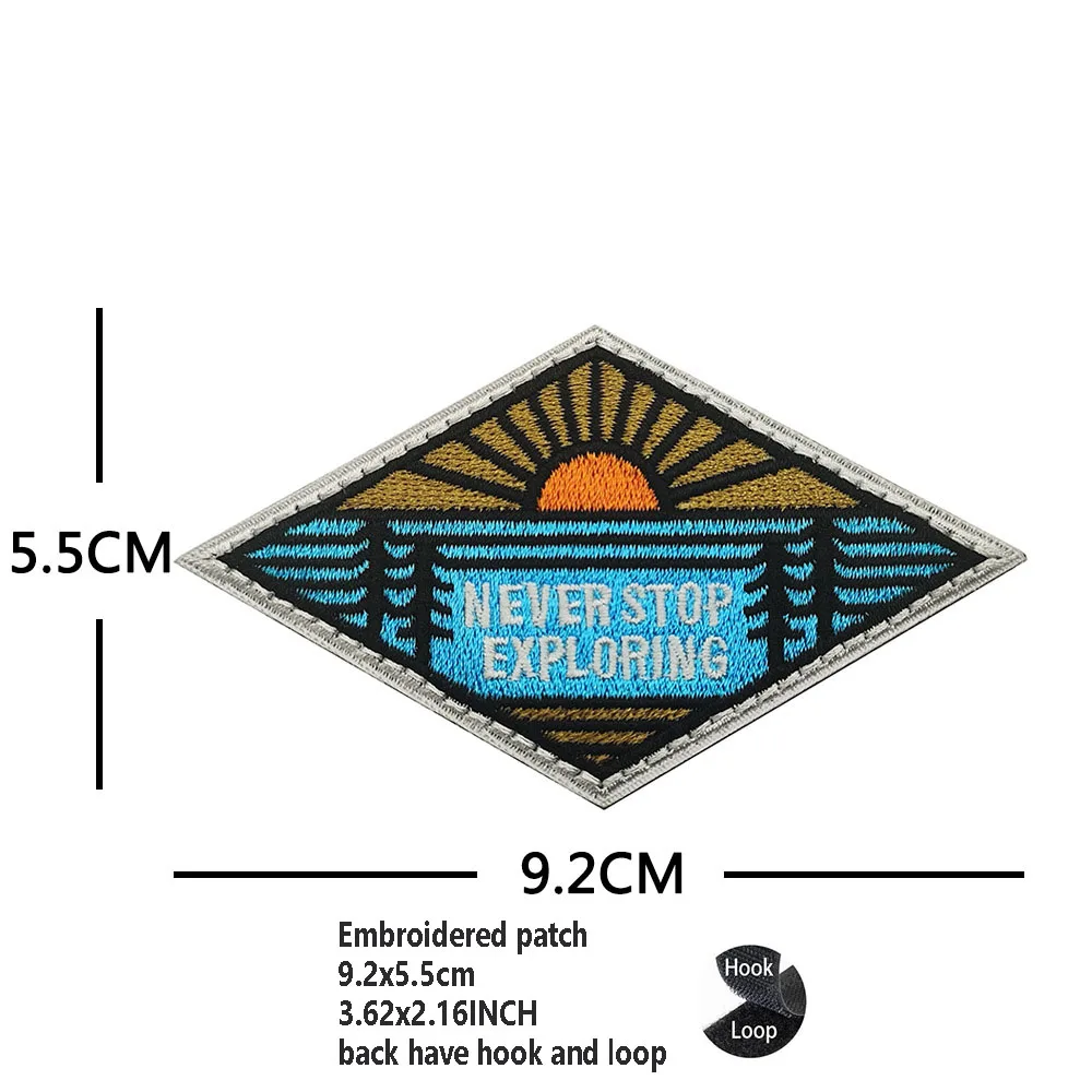 Parche de mochila de montaña de tejón de miel de paisaje de oso, accesorio de bolsa de bordado de luz de tierra Natural de polígono de nuevo diseño - imagen 5