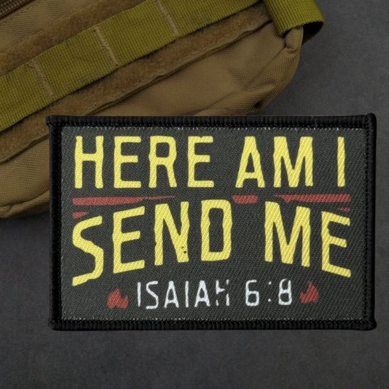 Aquí me envíame parche estampado chaleco táctico gancho y bucle insignia de moral mochila pegatinas decorativas brazalete parches para ropa - imagen 4