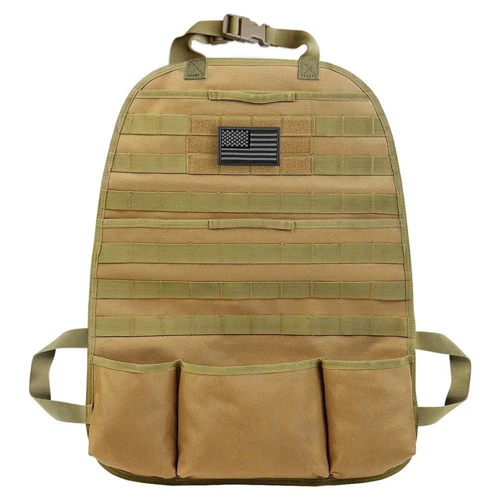 Organizador trasero de asiento de coche, Protector de cubierta de Panel de vehículo Molle táctico Universal con múltiples bolsillos para camión, SUV, MPV, furgoneta de salón - imagen 2