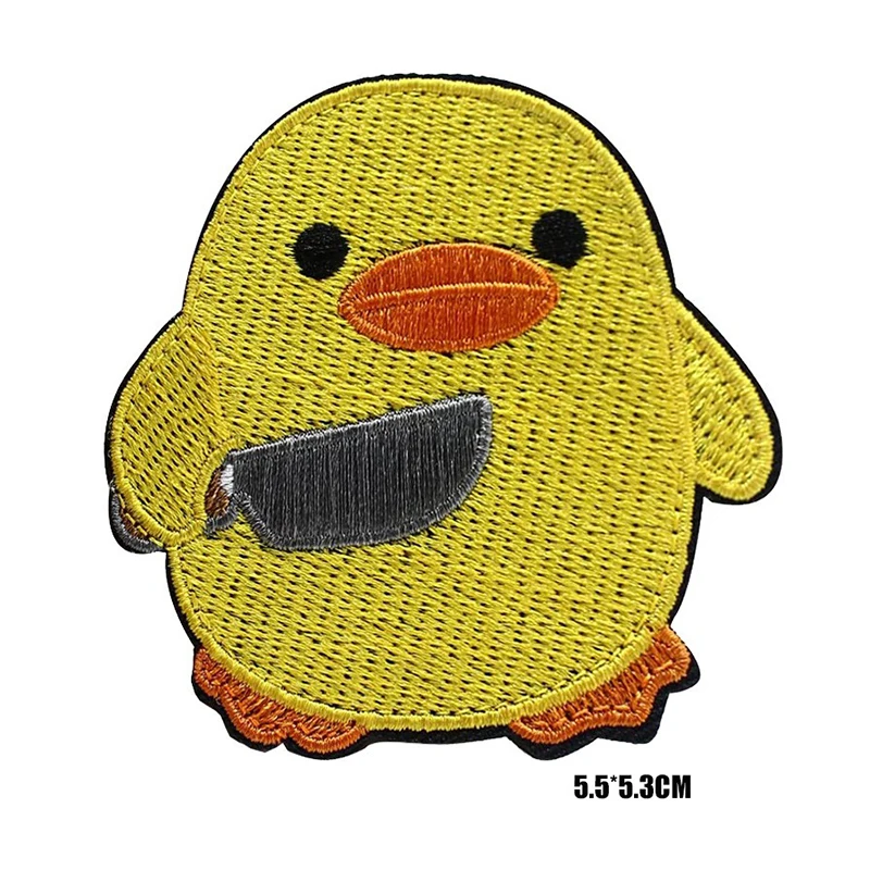 Lindos animales de dibujos animados con cuchillos, gatos, patos, gansos, bordado táctico, insignias de parche de gancho y lazo, accesorios de ropa - imagen 3